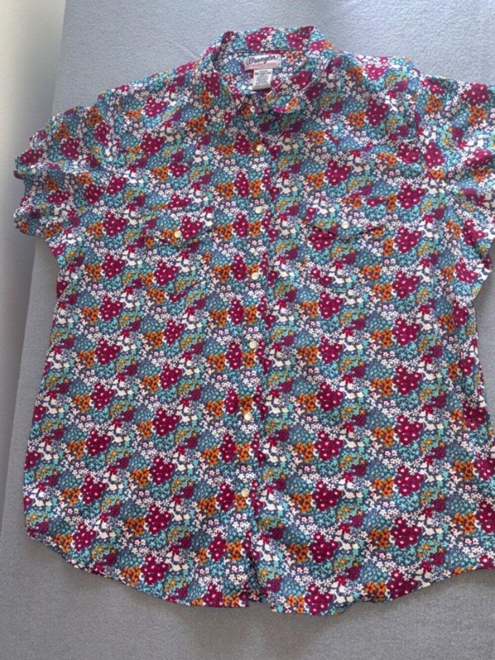 Women's Wrangler Pearl Snap Short Sleeve Wrancher Shirt XXL 100% Cotton